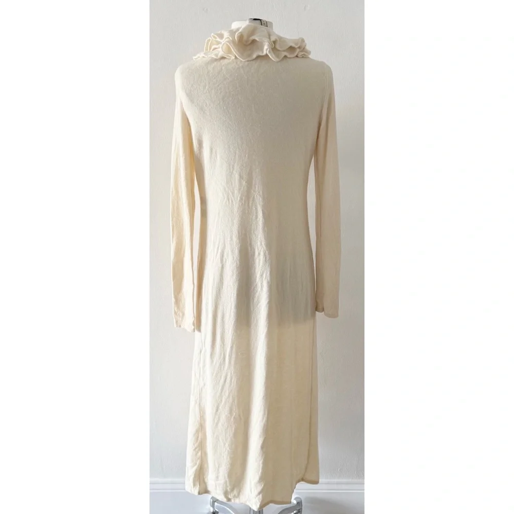 Cashmere Ralph Lauren Black Label Cream Ruffle Duster Cardigan Sweater Medium - Picture 6 of 9